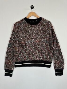 Desigual Metallic Knit Sweater Multicolor Textured Pullover Statement Size L